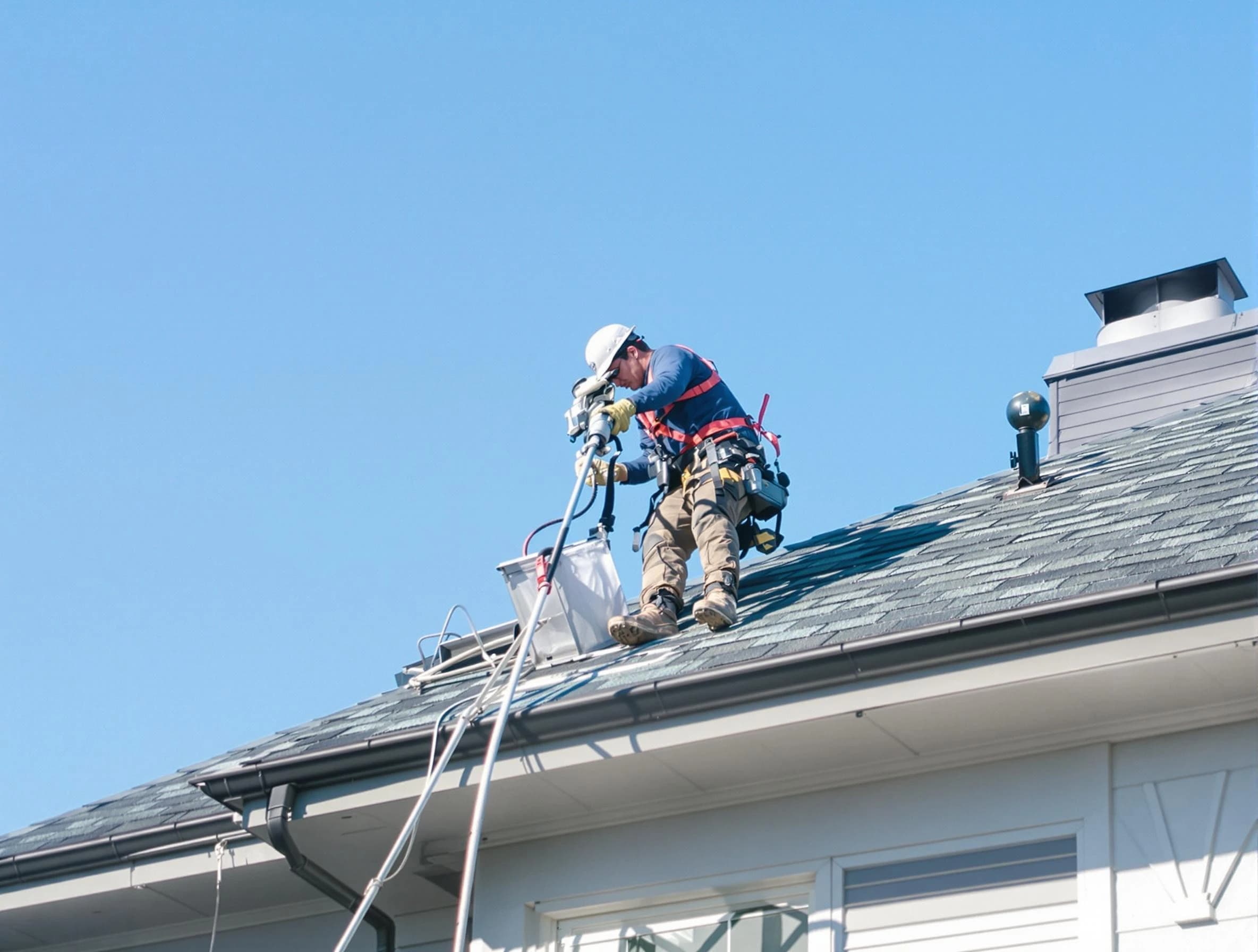 Nolensville Dryer Vent Cleaning certified technician cleaning a roof-mounted dryer vent system in Nolensville