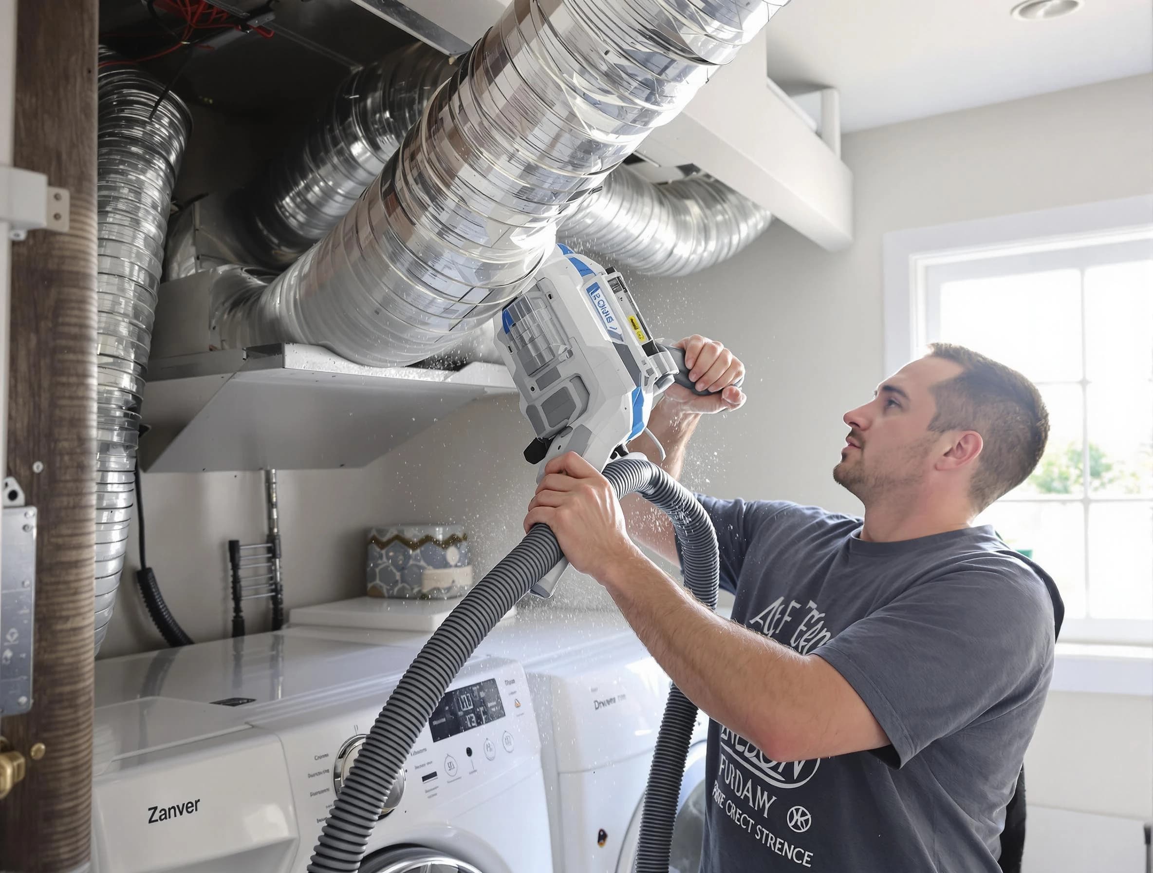 Nolensville Dryer Vent Cleaning specialist cleaning deep within a dryer vent duct system in Nolensville